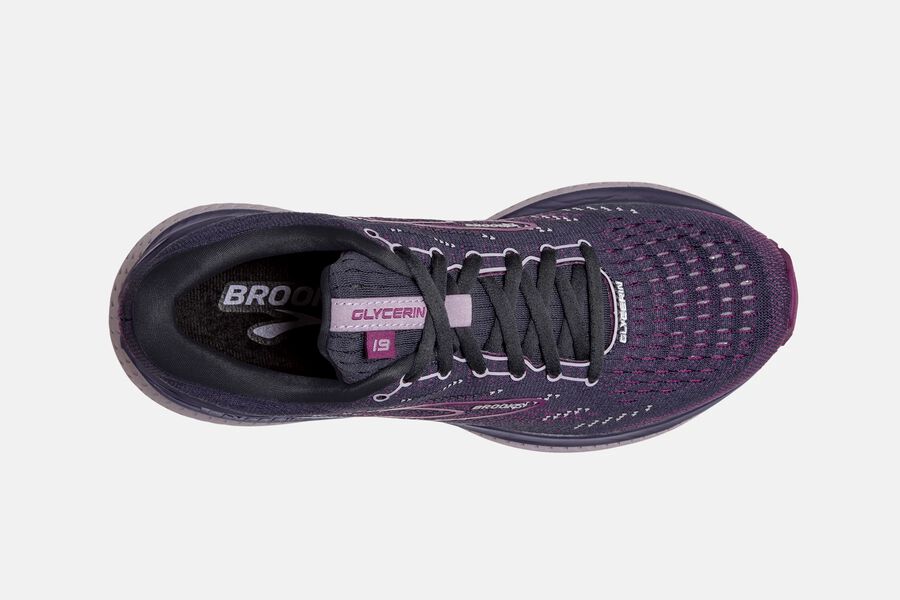 Brooks Israel Glycerin 19 Road Running Shoes Womens - Black/Purple - KME-286371